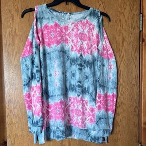 White Birch Pink and Gray Patterned Hoodie